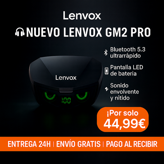 Auriculares Inalámbricos Lenvox GM2 Pro con Pantalla LED + 1 año de Spotify Premium Gratis