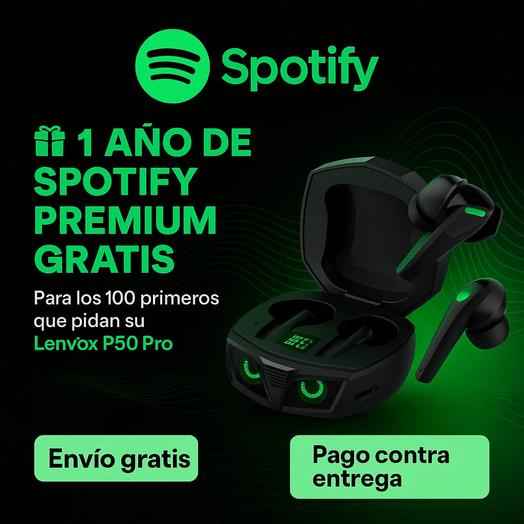 Auriculares Inalámbricos Lenvox GM2 Pro con Pantalla LED + 1 año de Spotify Premium Gratis