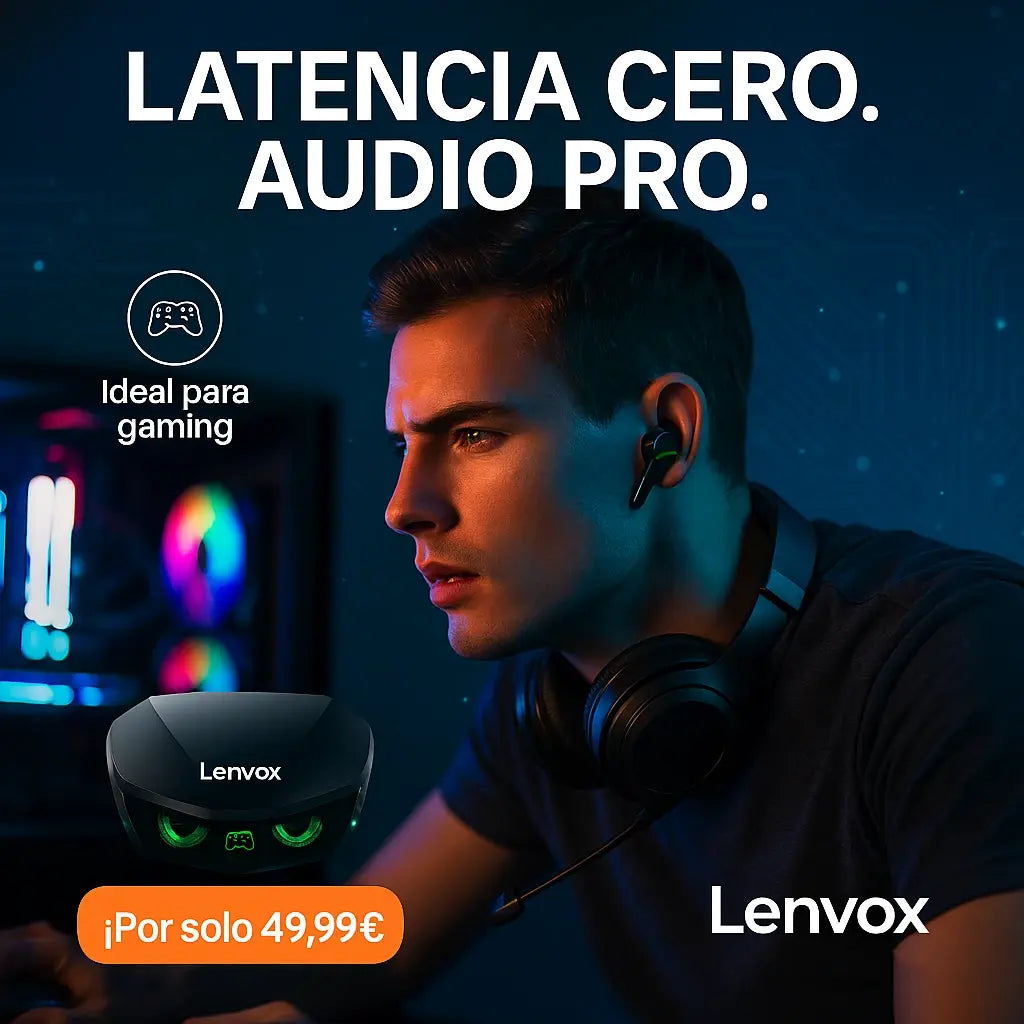 Auriculares Inalámbricos Lenvox GM2 Pro con Pantalla LED + 1 año de Spotify Premium Gratis